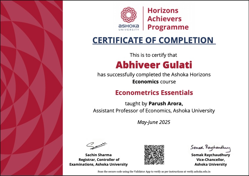 Econometrics Essentials Certificate